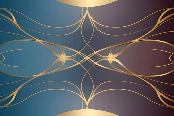 Abstraktní Umělecký Vzor Modré Zlaté Barvy Barvy Tapet Čar Pozadí — Stockový vektor