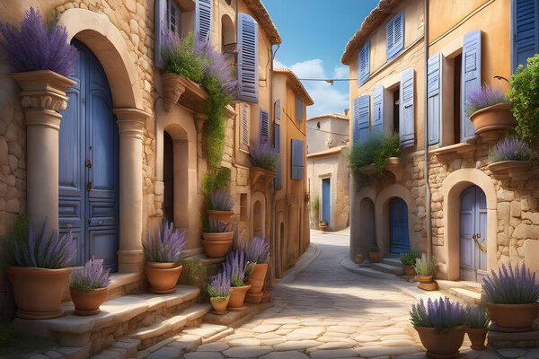 Set of beautiful old town of Provence. Background wallpaper.