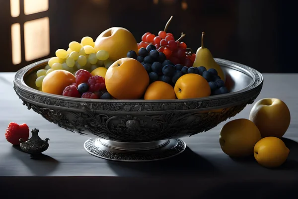 Set Frutta Mista Isolato Sul Tavolo — Vettoriale Stock