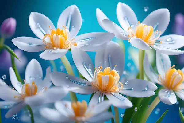 Witte Bloemen Zonlicht Achtergrond Behang — Stockvector