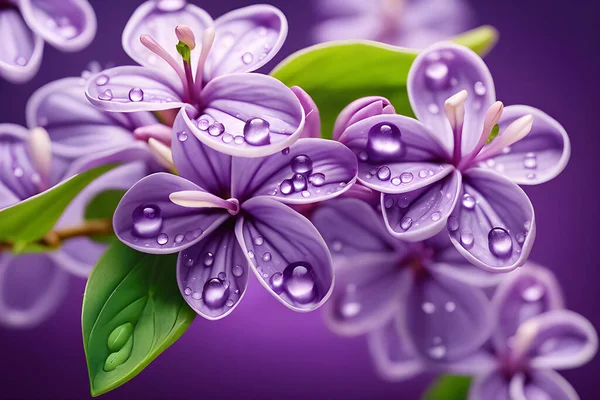 Set Purple Flowers Blurred Background Background Wallpaper — Stock Vector