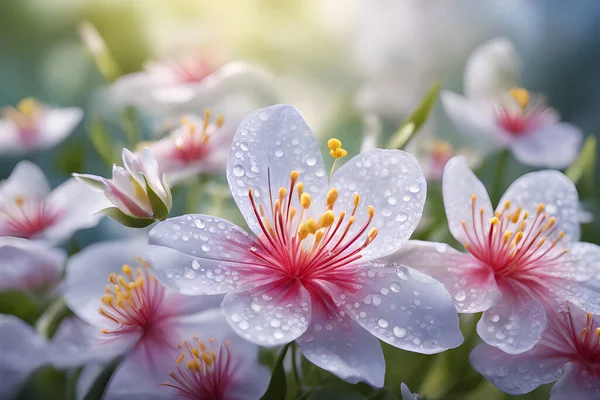 Set Marco Sobre Hermosas Flores Fondo Luz Solar — Archivo Imágenes Vectoriales