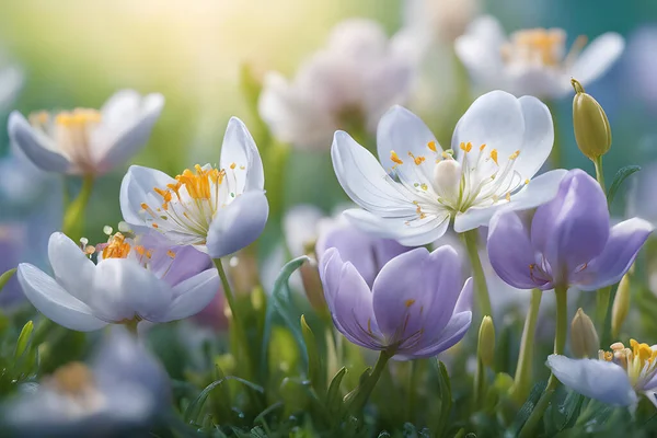 Set Von Marco Auf Wunderschönen Blumen Hintergrund Sonnenlicht — Stockvektor