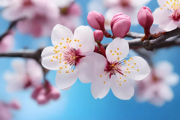 春の桜のセット ピンクの花のクローズアップ — ストックベクタ