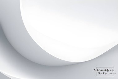 Soyut beyaz geometrik arkaplan. Dinamik şekiller kompozisyonu. Vektör illüstrasyonu.