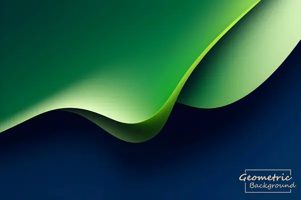 Abstrato Geométrico Verde Isolar Fundo Azul Escuro Ilustração Vetorial — Vetor de Stock