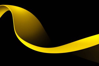 Soyut vektör dalgalı çizgiler düz eğri akışı lüks, teknoloji, modern konsept içinde koyu sarı gradyan renk.