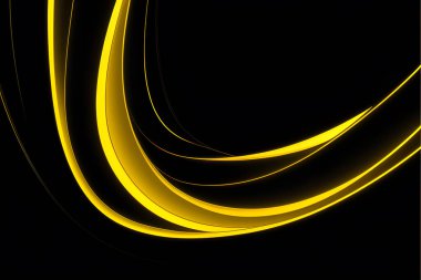 Soyut vektör dalgalı çizgiler düz eğri akışı lüks, teknoloji, modern konsept içinde koyu sarı gradyan renk.