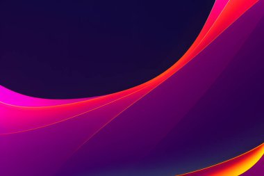 Soyut vektör dalgalı çizgiler düz eğri karışımı mor gradyan renk konsepti lüks, teknoloji, modern.
