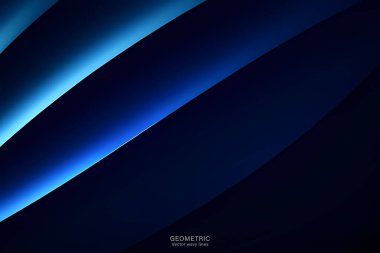 Koyu mavi dalga arkaplanı, sıvı şekilli soyut geometrik arkaplan. Vektör illüstrasyonu.