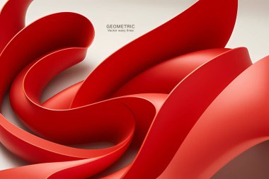 Kırmızı Eğri Arkaplan, sıvı şekilli soyut geometrik zemin. Vektör illüstrasyonu.