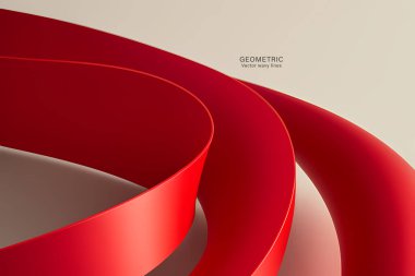 Kırmızı Eğri Arkaplan, sıvı şekilli soyut geometrik zemin. Vektör illüstrasyonu.