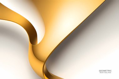 Altın Eğri Arkaplan, sıvı şekilli soyut geometrik arkaplan. Vektör illüstrasyonu.