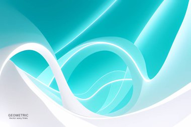 Beyaz Mavi Eğri Arkaplan, sıvı şekilli soyut geometrik arkaplan. Vektör illüstrasyonu.