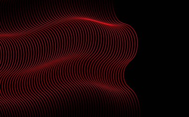 Çizgiler ve dalgalarla soyut kırmızı dalga arkaplanı. Fütürist teknoloji geçmişi. 3d illüstrasyon