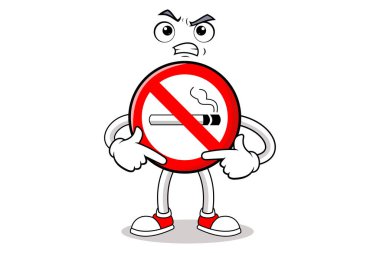 Komik bir çizgi film. 2D düz stil sigara içilmiyor. Sağlık kampanyaları, sigara karşıtı posterler ve eğitimsel görseller için ideal.