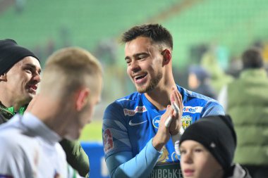 Lviv, Ukraine. Oleksandr Kemkin of Karpaty during the Ukrainian Premier League football match between FC Karpaty Lviv and FC Veres Rivne on December 7, 2024 in Lviv, Ukraine. clipart