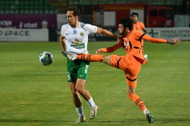 Lviv, UKRAINE - 11 Mart 2025. Ukrayna Premier Ligi FC Karpaty Lviv ve FC Shakhtar Donetsk arasında Lviv, Ukrayna 'daki Ukrayna Stadyumu' nda oynanan karşılaşmada Karpaty Kostenko ile karşı karşıya geldi.. 