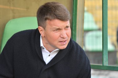 Lviv, UKRAINE - 11 Mayıs 2025. FC teknik direktörü Oleksandriya Ruslan Rotan, Ukrayna Premier Ligi FC Karpaty Lviv ile FC Oleksandriya arasında Ukrayna Stadyumu 'nda oynanan karşılaşmada görüldü..