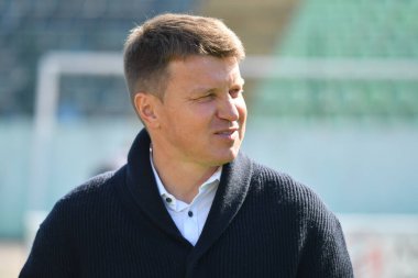Lviv, UKRAINE - 11 Mayıs 2025. FC teknik direktörü Oleksandriya Ruslan Rotan, Ukrayna Premier Ligi FC Karpaty Lviv ile FC Oleksandriya arasında Ukrayna Stadyumu 'nda oynanan karşılaşmada görüldü..