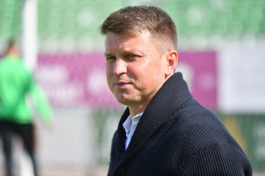 Lviv, UKRAINE - 11 Mayıs 2025. FC teknik direktörü Oleksandriya Ruslan Rotan, Ukrayna Premier Ligi FC Karpaty Lviv ile FC Oleksandriya arasında Ukrayna Stadyumu 'nda oynanan karşılaşmada görüldü..