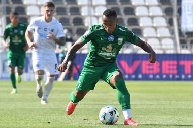 FC Karpaty Lviv 'in Paulo Vitor' u Ukrayna Premier Ligi FC Kolos Kovalivka ile FC Karpaty Lviv arasında oynanan maçta 16 Ağustos 2025 tarihinde Kovalivka, Kyiv Oblastı, Ukrayna.