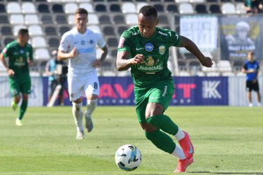 FC Karpaty Lviv 'in Paulo Vitor' u Ukrayna Premier Ligi FC Kolos Kovalivka ile FC Karpaty Lviv arasında oynanan maçta 16 Ağustos 2025 tarihinde Kovalivka, Kyiv Oblastı, Ukrayna.