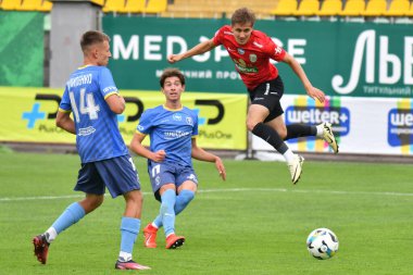 Lviv, Ukrayna 24 Ağustos 2025. Karpaty 'den Ilya Kvasnytsya Ukrayna Kupası maçında FC Penuel Kryvyi Rig ve FC Karpaty Lviv arasında Ukrayna Stadyumu' nda görüldü.