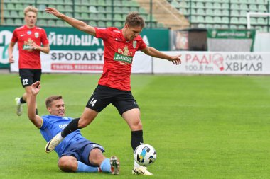 Lviv, Ukrayna 24 Ağustos 2025. Karpaty 'den Ilya Kvasnytsya Ukrayna Kupası maçında FC Penuel Kryvyi Rig ve FC Karpaty Lviv arasında Ukrayna Stadyumu' nda görüldü.