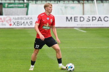 Lviv, Ukrayna 24 Ağustos 2025. Ukrayna Kupası karşılaşmasında Ukrayna 'nın Ukrayna Stadyumu' nda FC Penuel Kryvyi Rig ve FC Karpaty Lviv arasında Karpaty Kokodyniak görüldü.