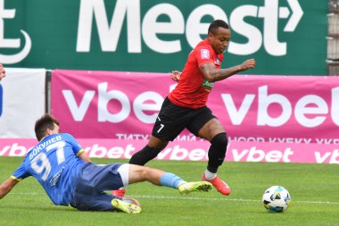 Lviv, Ukrayna 24 Ağustos 2025. Karpaty 'li Paulo Vitor Ukrayna Kupası maçında Ukrayna Stadyumu' nda FC Penuel Kryvyi Rig ile FC Karpaty Lviv arasında görüldü.