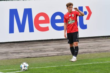 Lviv, Ukrayna 24 Ağustos 2025. Karpaty 'li Oleg Fedor Ukrayna Kupası maçında Ukrayna Stadyumu' nda FC Penuel Kryvyi Rig ile FC Karpaty Lviv arasında görüldü.