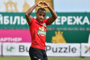 Lviv, Ukrayna 24 Ağustos 2025. Karpaty 'li Paulo Vitor Ukrayna Kupası maçında Ukrayna Stadyumu' nda FC Penuel Kryvyi Rig ile FC Karpaty Lviv arasında görüldü.