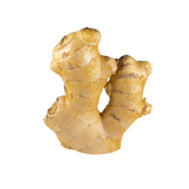 Beyaz arka planda dilimlenmiş taze zencefil rhizomu. - Evet. Yüksek kalite fotoğraf