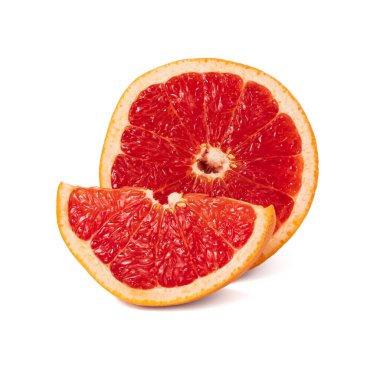 Beyaz yalıtılmış arka planda pembe olgun greyfurt dilimi. Yüksek kalite fotoğraf