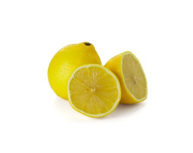 Lemon beyaz arka planda izole edilmiş. Limonlu meyve kırpma yolu. Kaliteli makro fotoğraf. Yüksek kalite fotoğraf