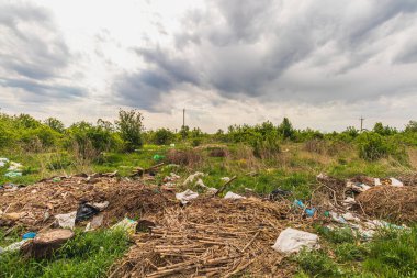 Kirlilik konsepti. Spontane kontrolsüz atık alanı. Lytachi Ukrayna Yüksek kalite fotoğraf