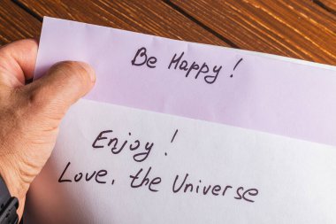 Spiritual message in the mail Photo From The universe Be happy clipart