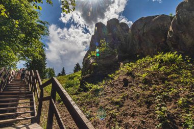 Tustan Kalesi 'nde bir kaya parçası Skole Beskids Ulusal Doğa Parkı Lviv Bölgesi Yüksek kaliteli fotoğraf