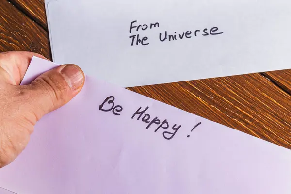 stock image Spiritual message in the mail Photo From The universe Be happy