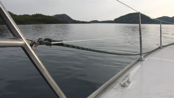 Détails Rapprochés Pont Voile Blanche Voilier Mouvement Yachting Sport Voyage — Video