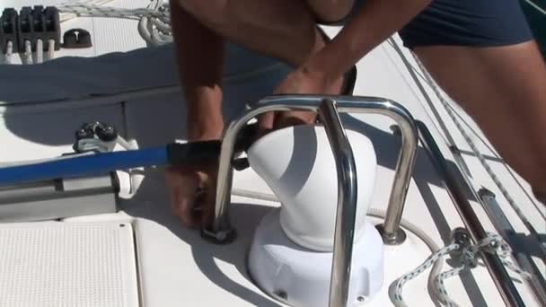 Fethiye Turquie Septembre 2017 Détails Cordes Dans Équipement Yacht Voile — Video