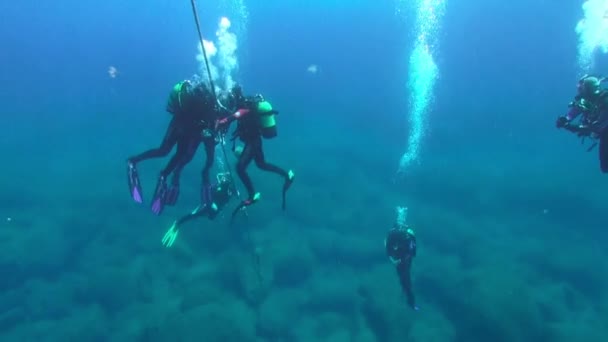Palma Isole Canarie Set 2012 Gruppo Subacquei Decompressione Nell Oceano — Video Stock