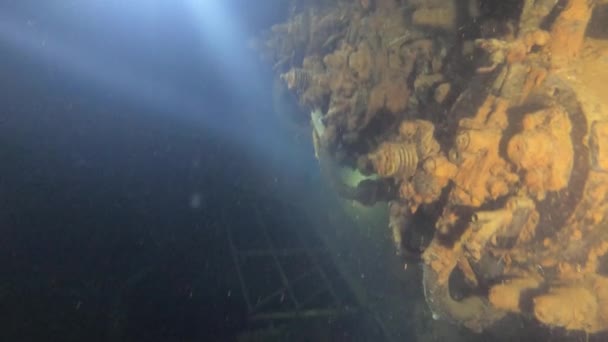 Slow Motion Video Shipwreck Swedish Ferry Zenobia 難破船のダイビング 地中海 キプロス — ストック動画