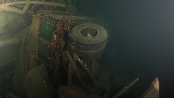 Mediterranean Sea Cyprus August 2019 Scuba Divers Swimming Ship Wreck — 图库视频影像