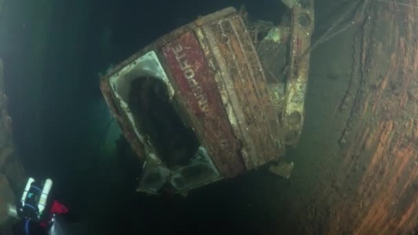 Scuba Divers Swims Shipwreck Swedish Ferry Zenobia Wreck Diving Mediterranean — Stock Video