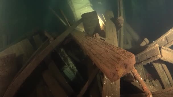Plongeurs Sous Marins Nagent Sur Navire Naufragé Suédois Zenobia Plongée — Video