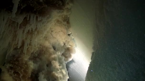 Longyearbyen Spitsbergen Noruega Abril 2015 Estalactites Estalagmites Gelo Paisagem Caverna — Vídeo de Stock