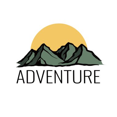 Farklı dağ simgesinin düz stil vektör illüstrasyon koleksiyonu. Kayalar, dağlar ve tepeler