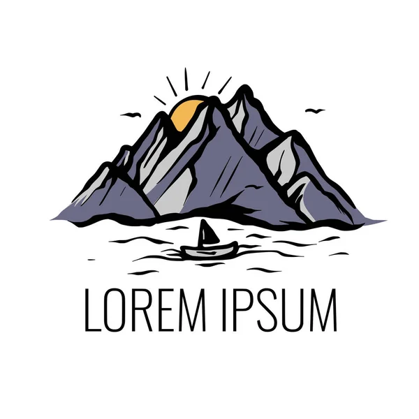 Dağlardaki maceranın vektör illüstrasyonu